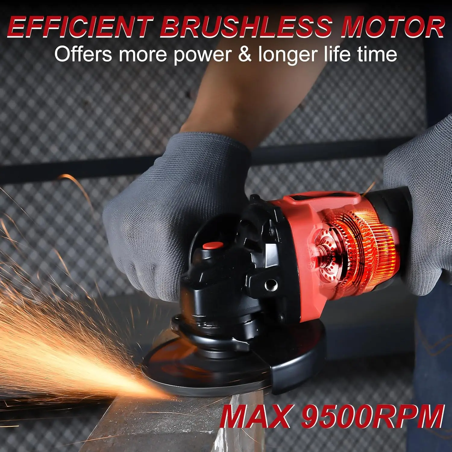 Aoben Cordless Angle Grinder 4-1/2 Inch, 21V Battery Grinder Tool, Power Electric Grinders, Brushless Motor, 2X4.0Ah Battery &