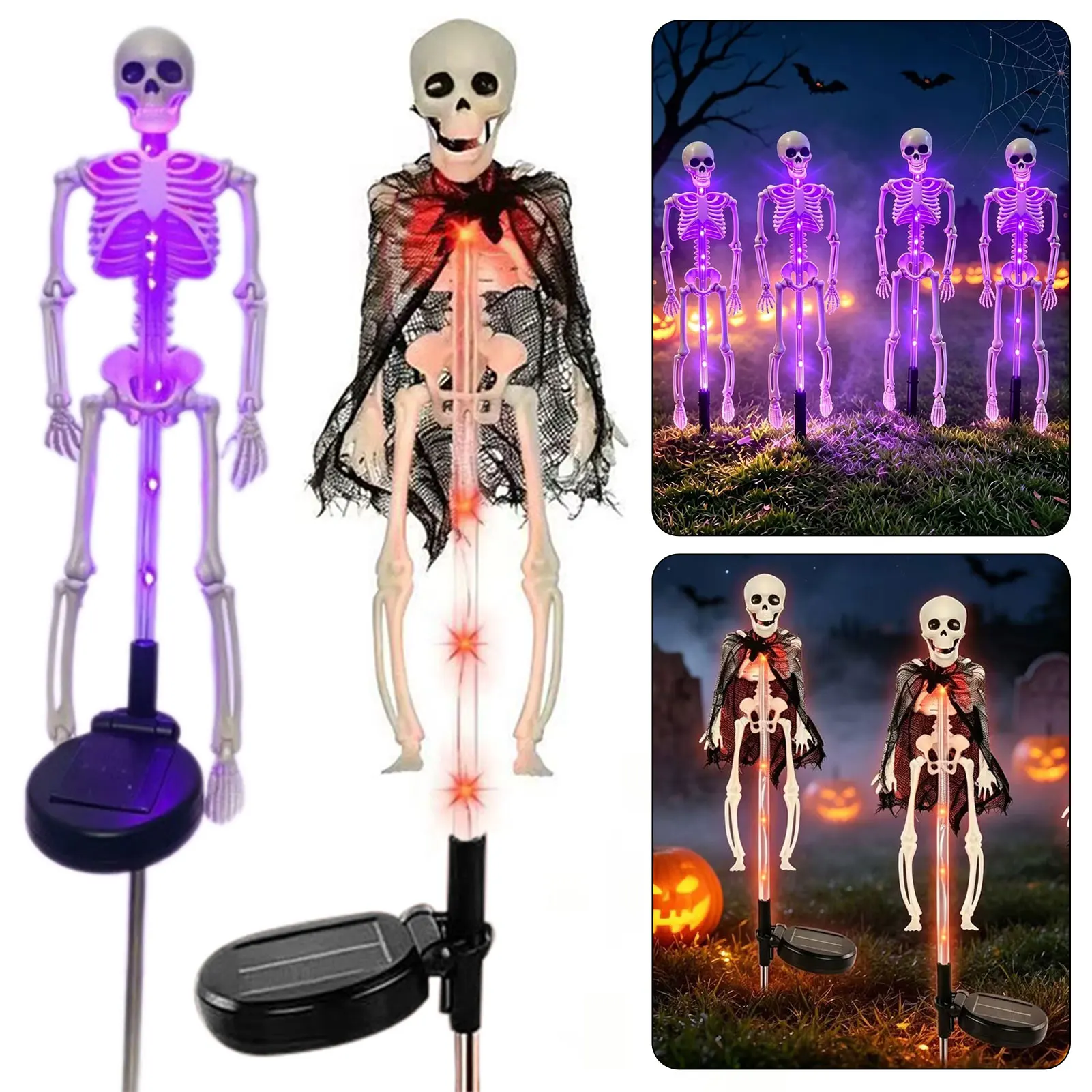 Halloween Solar Skeleton Yard Stake LED Illuminated Spookys Atmosphere Floor Light Garden Decoration Grave Lawn Festival Party