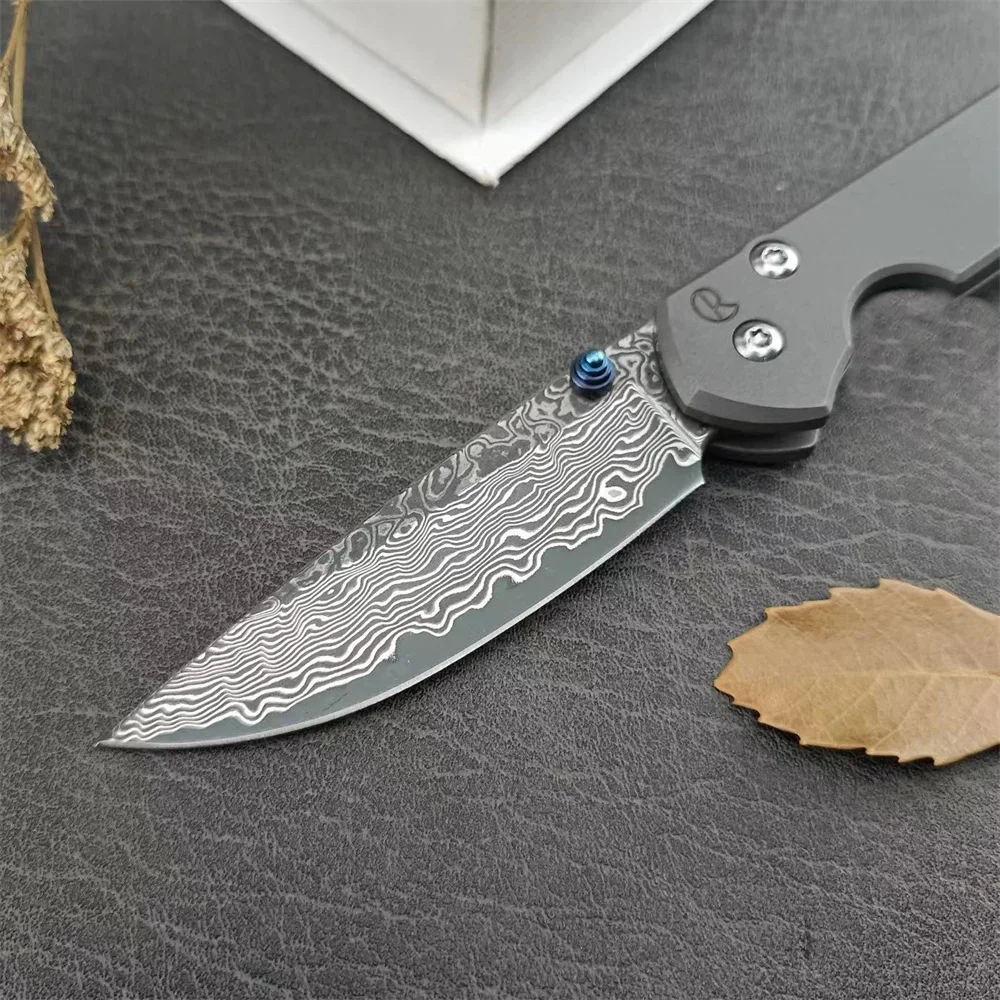 Chris Reeve CR Folding Knife Damascus Steel Blade TC4 Titanium Alloys Handle Outdoor EDC Pocket Knife Camping Hiking Tools