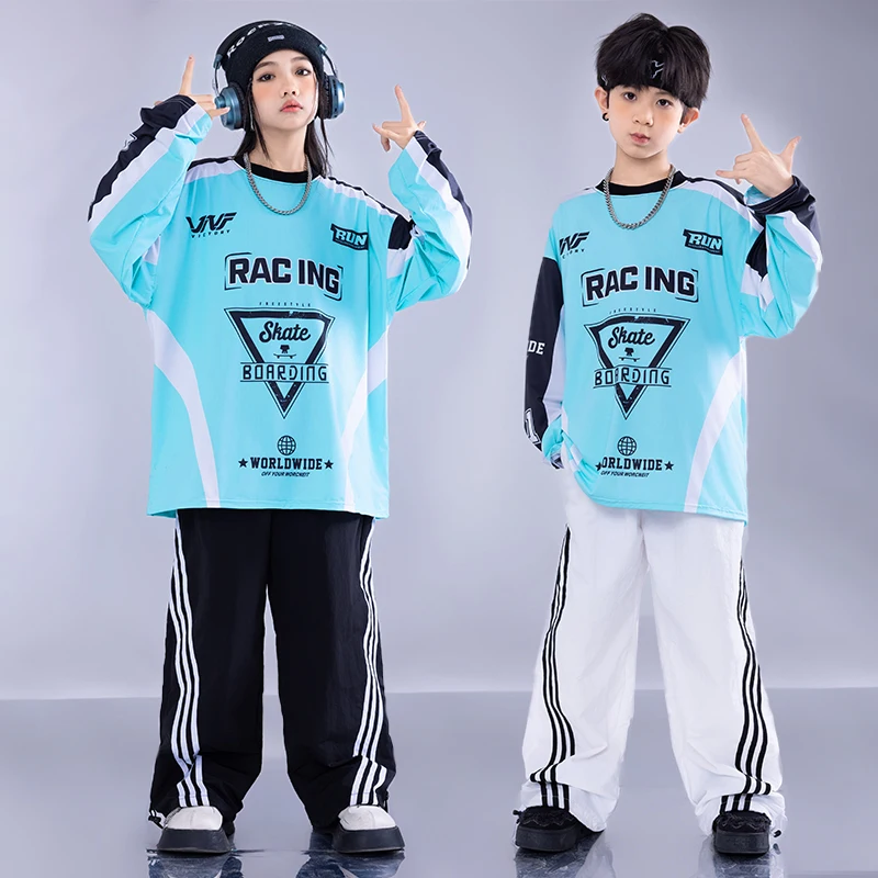 Boys Streetwear Clothing Street Dance Costumes Oversize Sweatshirt Girls Hip Hop Cool Clothes Sets Kids Jazz Denim Pants Outfits