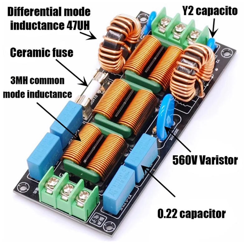 Four-Level Audio AC 220V Power Supply EMI EMI Filter 110V Differential Mode Common Mode EMC Safety Rules FCC