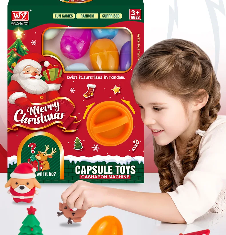 Christmas Egg Mini Claw Machine for Kids,Santa's Surprise Twist Egg Vending Toy ,5 pcs Random Doll Fun Birthday Party Gifts