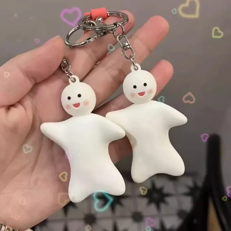 1pair Couple Funny White Man Keychain Hug Key Chain Suction Magnetic Hug Doll Mini Figurine White Couple Hug Keyring Schoolbag