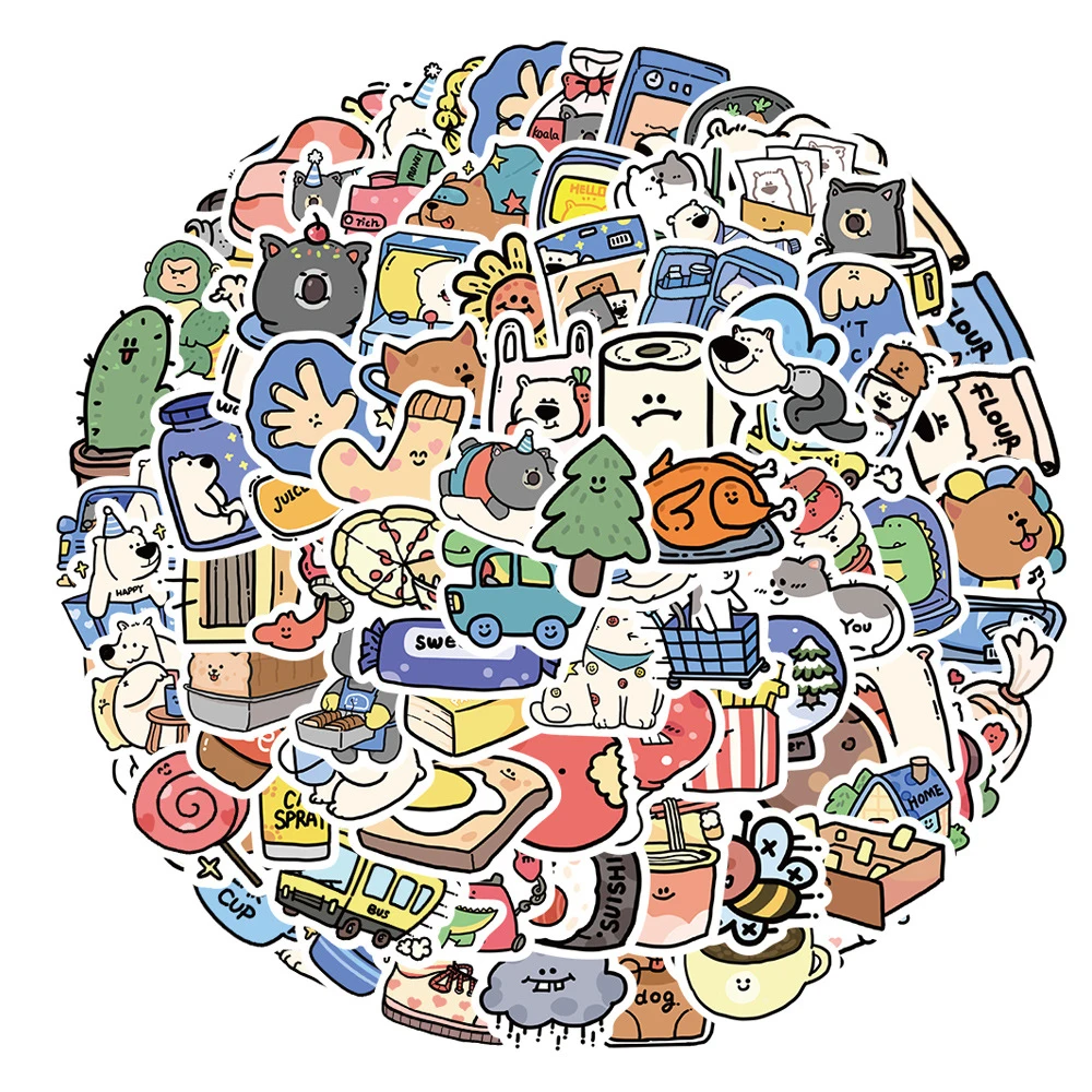 10/30/50/100 szt. Kreskówkowe, urocze naklejki z motywami zwierzęcymi, graffiti, naklejki na deskorolkę, walizkę, gitarę, naklejki kawaii, zabawki dla dzieci, prezenty