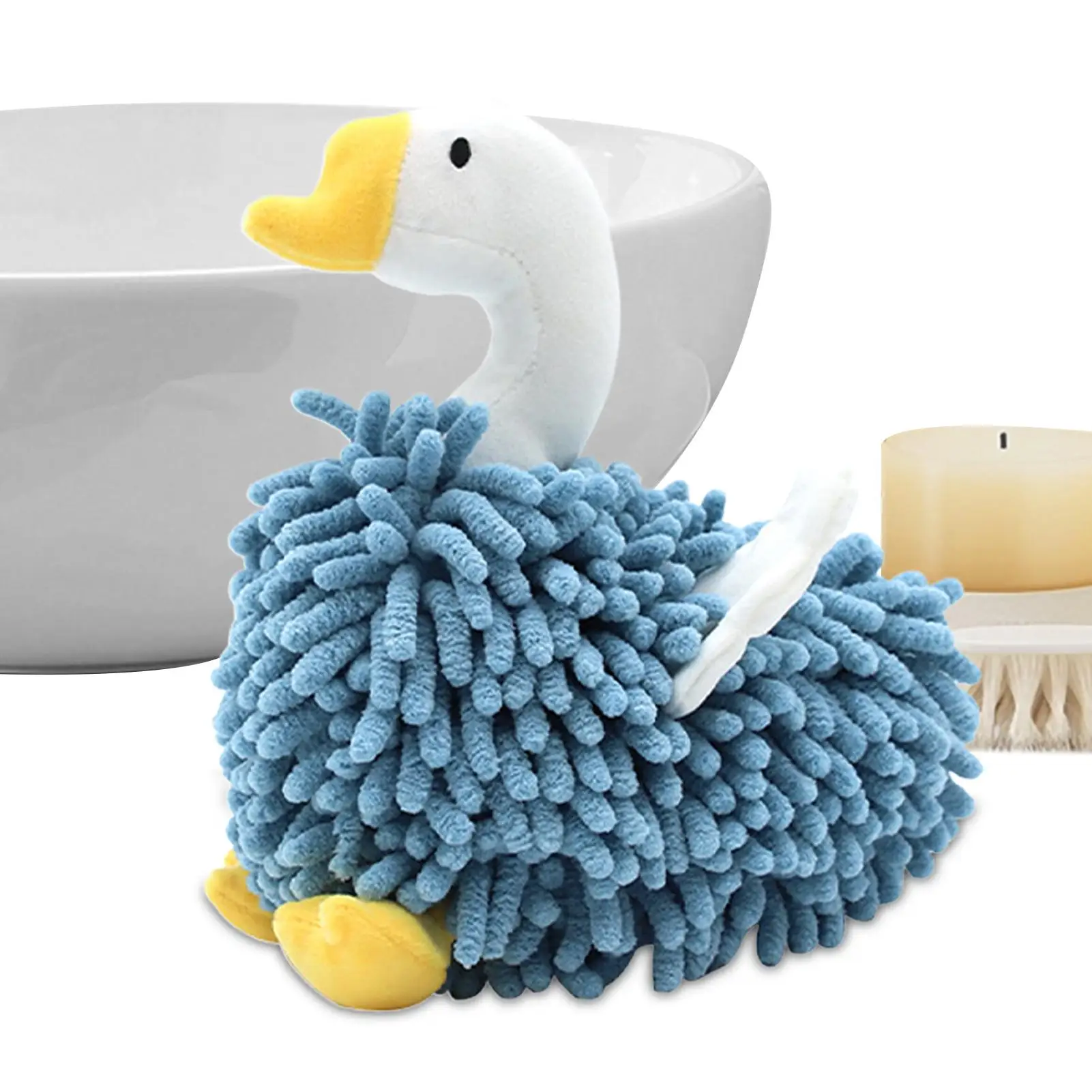 

Hand Towel Swan Shape Fuzzy Ball Hand Towel Multi-function Cute Plush Drying Puff For Farmhouse Bathroom Kitchen