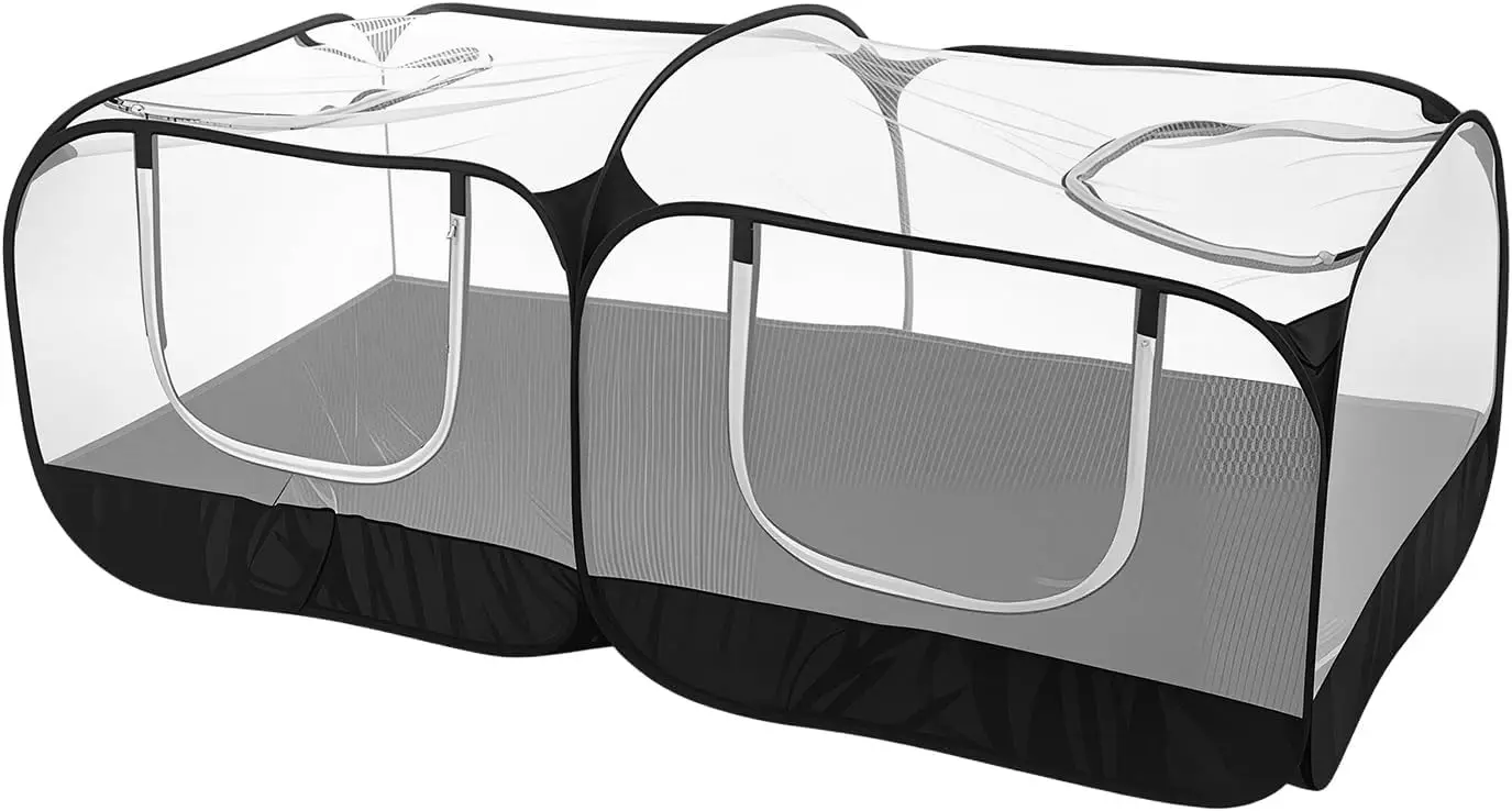 Foldable Pet Enclosure 70.9 x 31.5 x 25.6 Inch Breathable Mesh Portable Cage Rust Resistant with Ground Stakes Playpen for