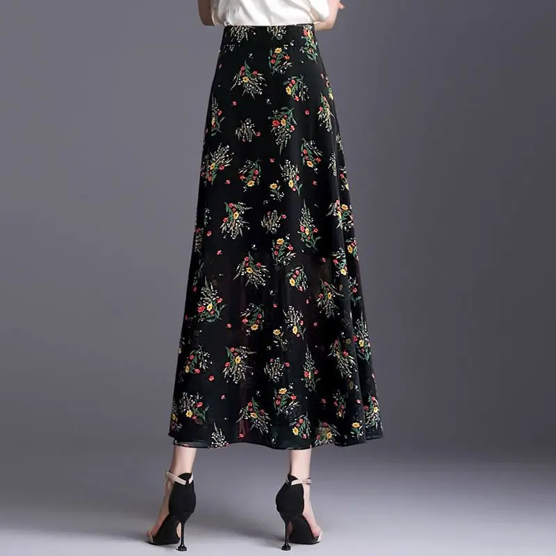 

Fashion Women Floral Print Y2K Skirt Slimming Beach Skirts Spring Summer High Waist Wrap Flower Long Skirt Casual Holiday S669