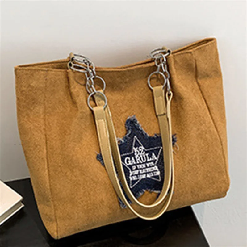 Women's Fashion Suede Tote Bag Suede Leather Tote Bag Retro Shoulder Bag Work Travel Academy Lightweight Handbag