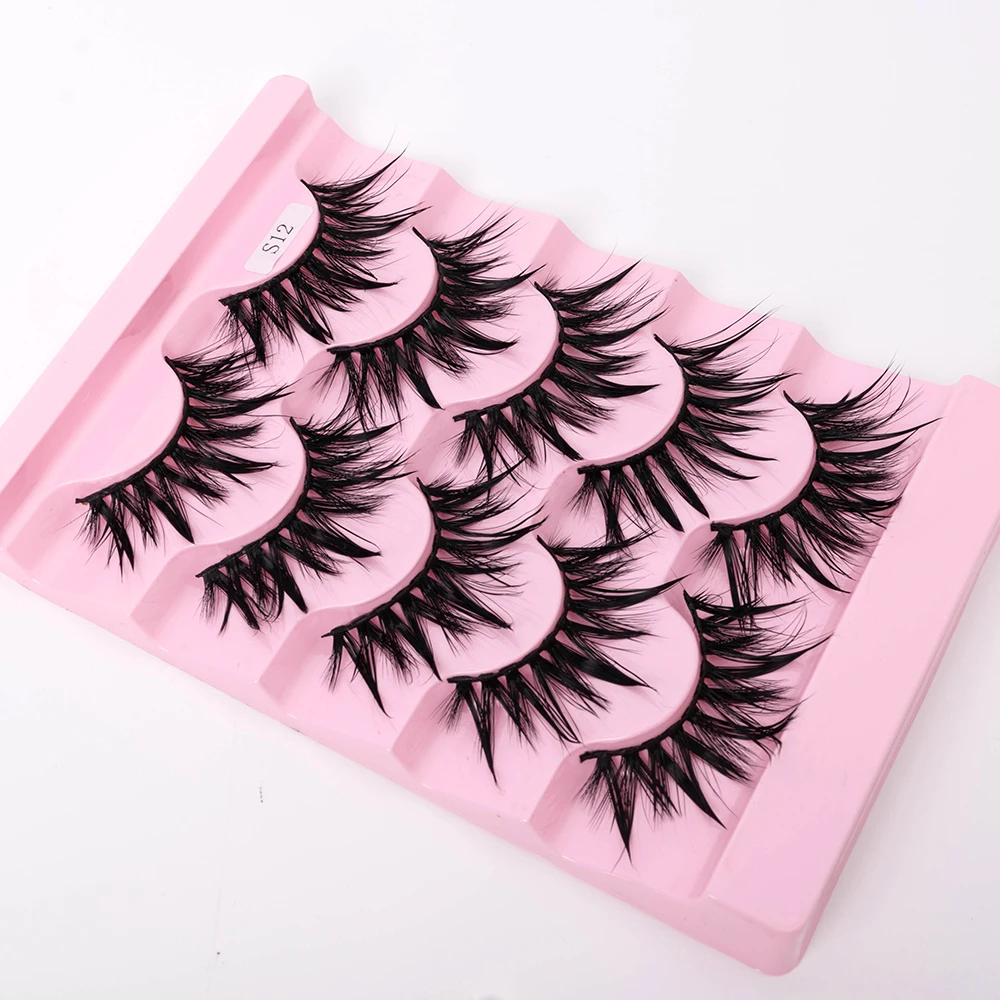 Yiernuo 1/5 Paar Cosplay Anime Wimpern Manga-Wimpern Dramatische Feenwimpern Wet-Look Wimpern