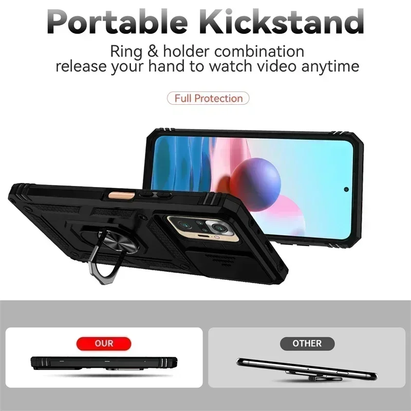 For Xiaomi Redmi Note 10 10S Case Car Holder Ring Phone Case For Redmi Note 10 Pro Max Note10 S Slide Camera Armor Back Cover image 4