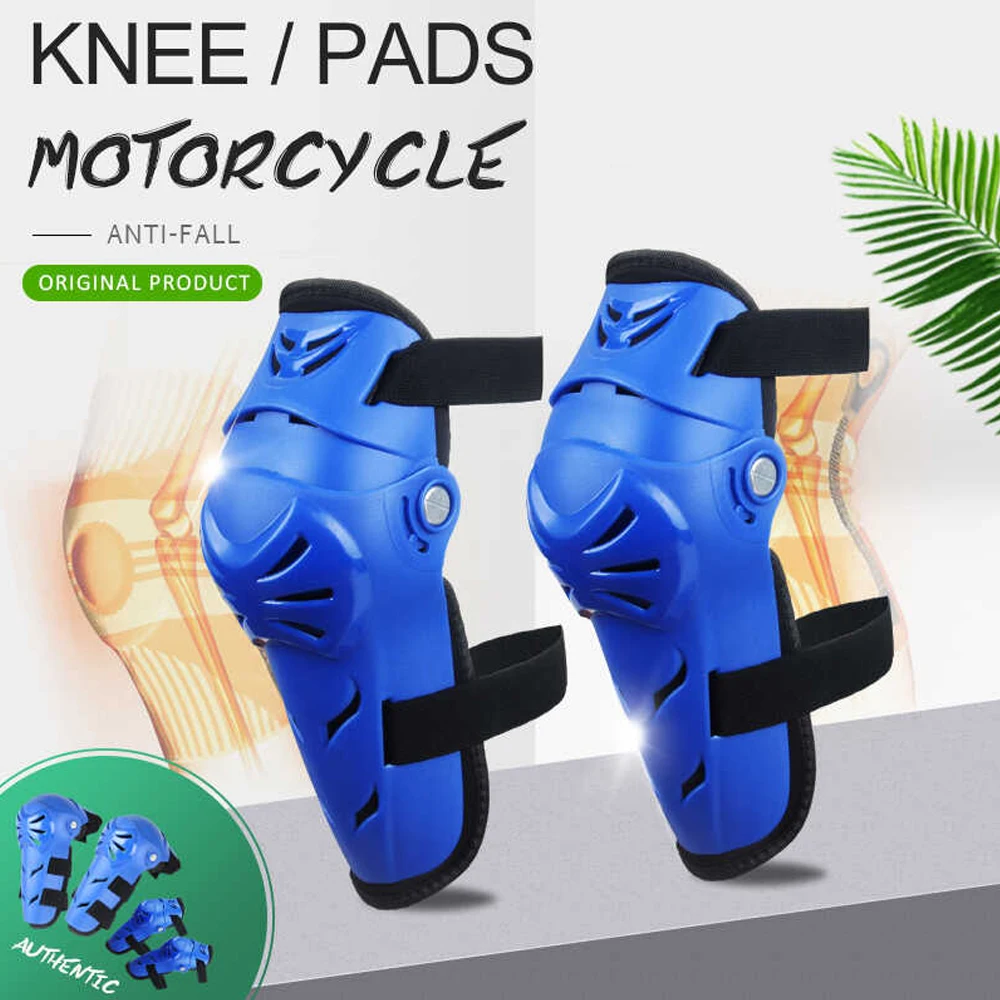 Blue White 4pcs Motorbike Knee Pads+Elbow Guard Motorcyclist Riding Equipment Protective Knee Protector Bicycle Rider Protection