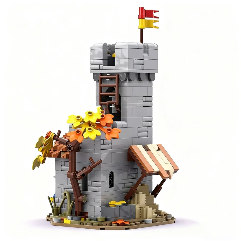 480 stücke MOC Lion Knight Grenze Checkpoint Schloss Modell Gebäude Spielzeug Blöcke Montieren Architektur Weihnachten Geschenk Kreative DIY Idee