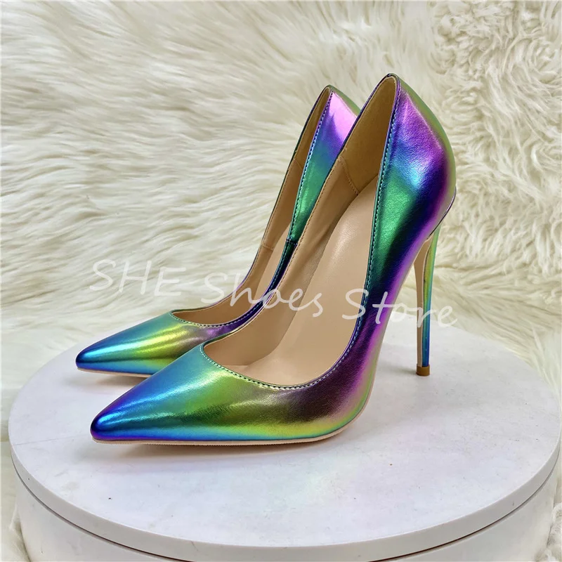 

Luxury Colorful Stiletto Wedding Bride Dress Shoes Pointed Toe Thin Heel Shallow Pumps Ladies Party Hight Heesl Summer Sandals