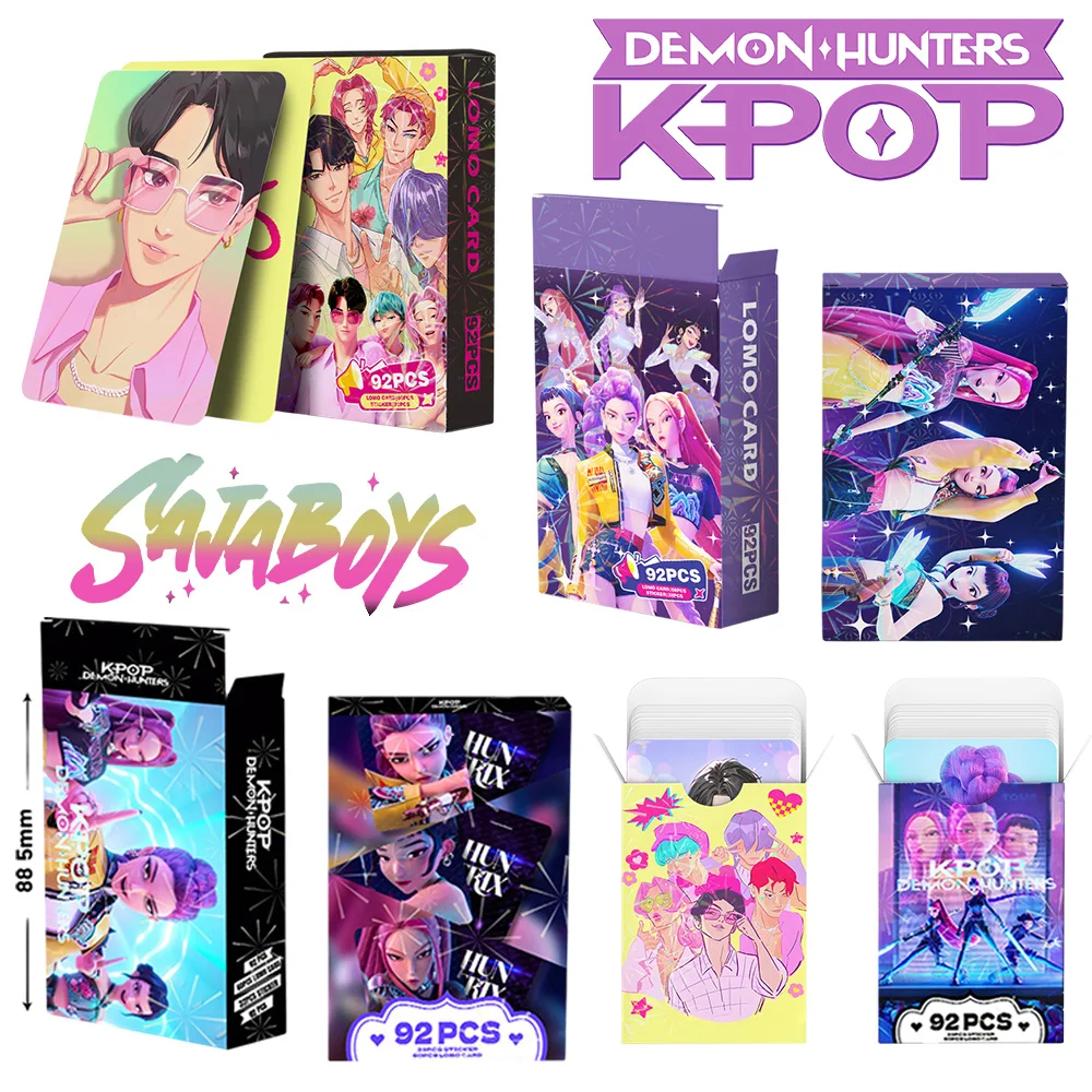 

92Pcs/Set K-POP Demon Hunter Lomo Card Sticker Huntr/X Saja Boys Collection Photos Game Cards Anime Kids Toys Cosplay Fans Gifts