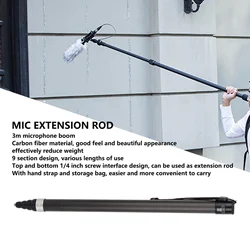 Microphone Extension Boom Pole 1/4 Inch Screw Microphone Extension Pole Beautiful Appearance Portable Telescopic for Interview