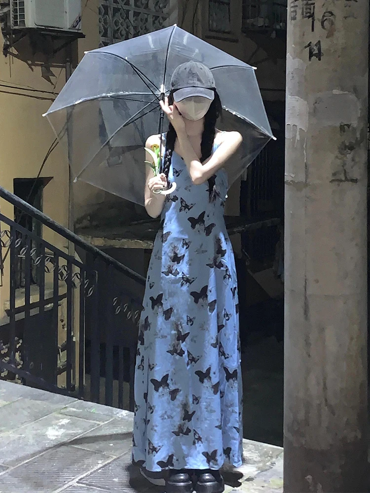 

Женское летнее пляжное платье XZY с принтом, макси-длина, приталенное, в стиле ретро, для повседневной носки, А-силуэт, с V-образным вырезом