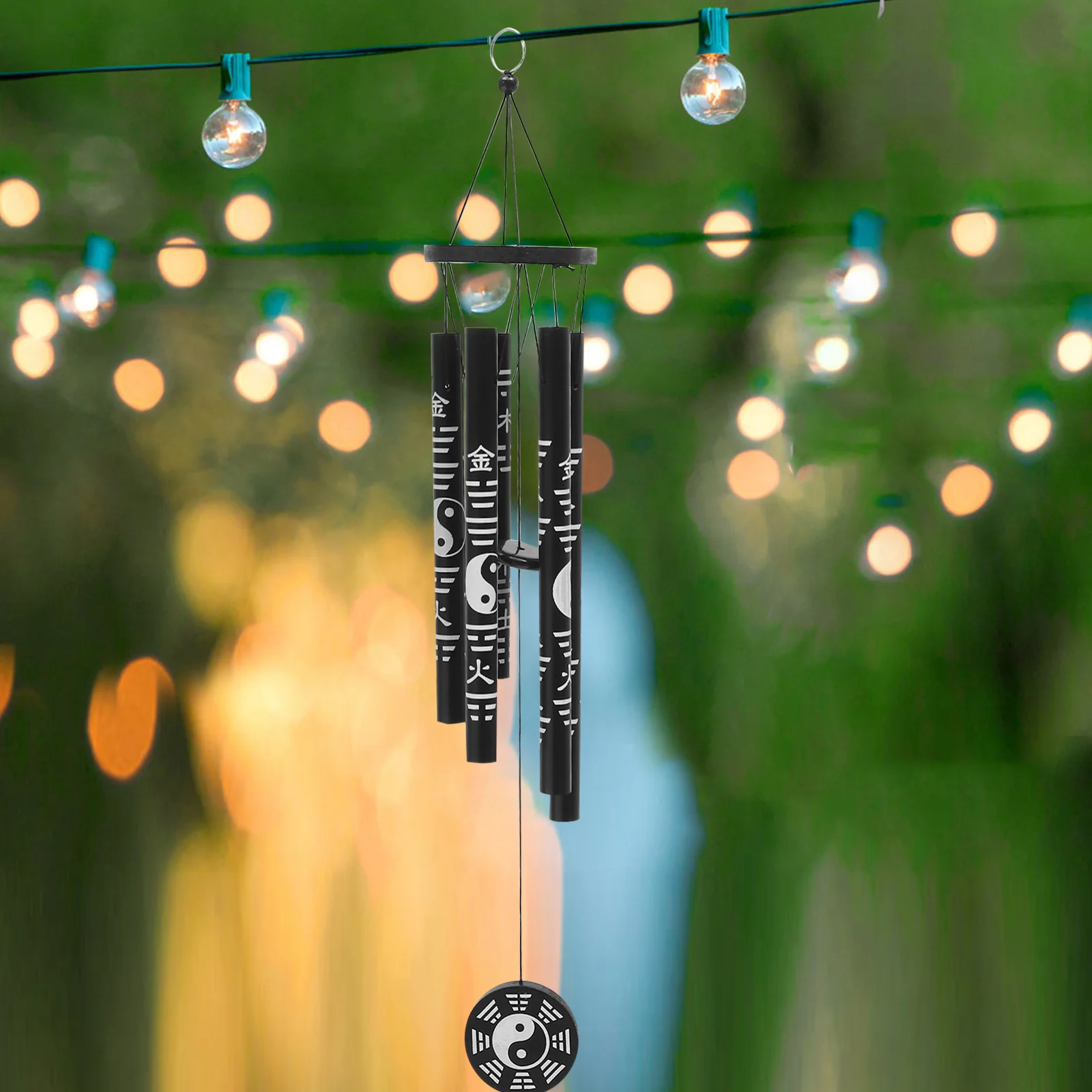 

Metal Wind Chime Vintage Design Aluminum Alloy Wood Hanging Garden Patio Outdoor Wind Bell Decoration Soothing Sound Pendant