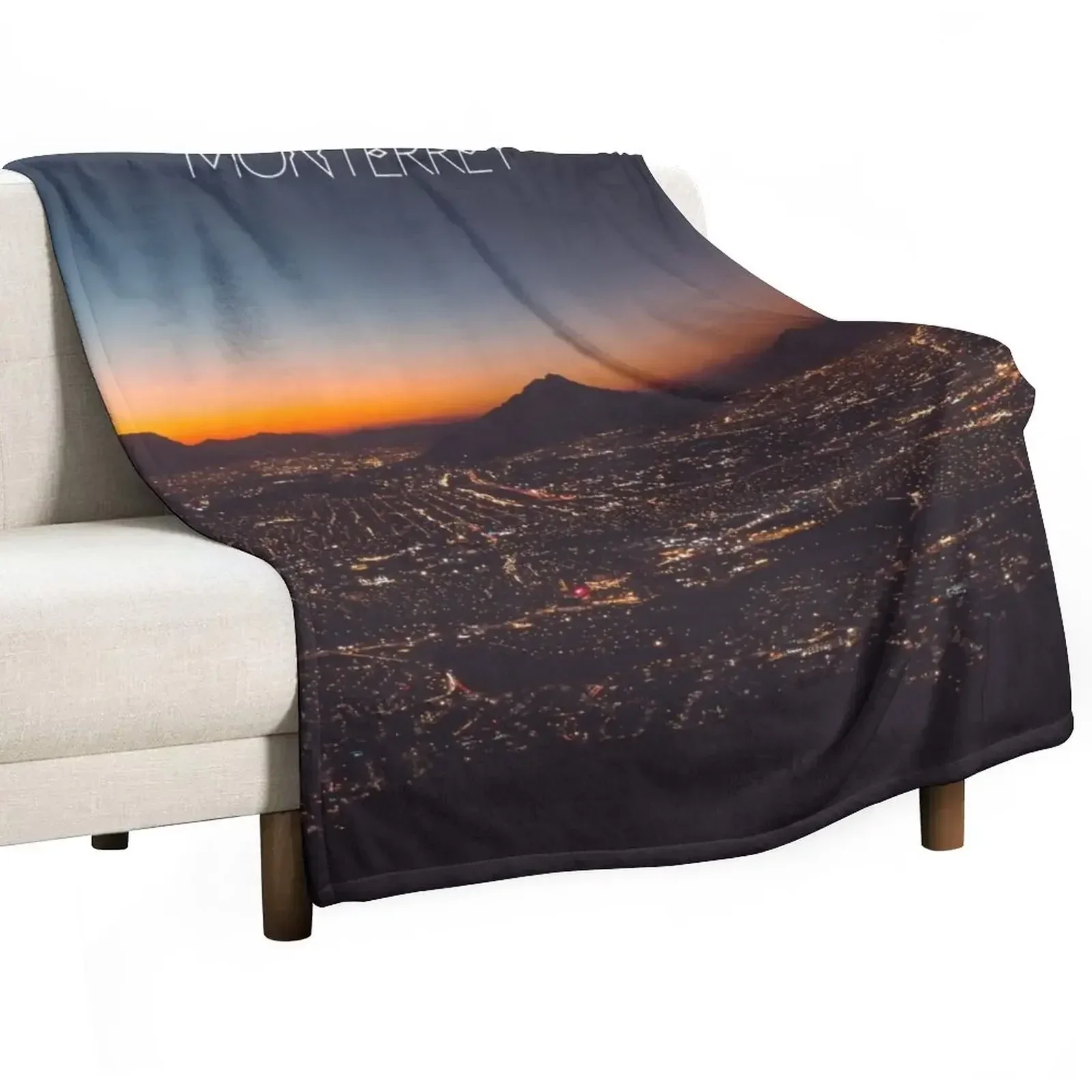 

Monterrey at Night, Nuevo Leon, Mexico Poster Photo Throw Blanket Shaggy Soft Plush Plaid Plaid on the sofa Blankets