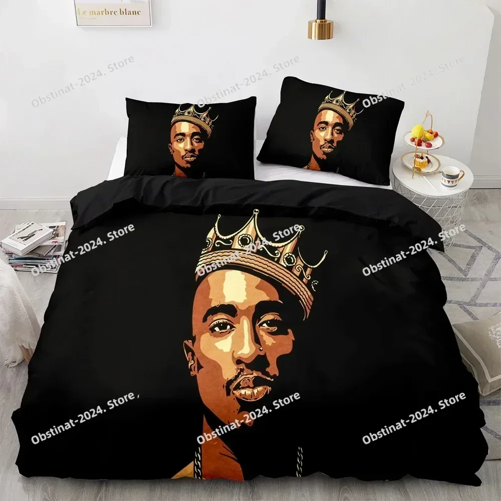 3D Tupac Shakur Rapper 2Pac Bedding Set Printed Bed Set With Pillowcase Bed Duvet Cover Soft Single Double Queen Super King Size