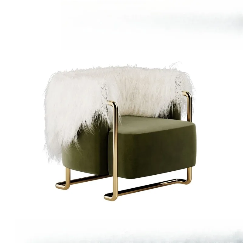 

Chair stainless steel living room reception modern light luxury