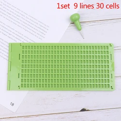 1Set 9Lines 30 Cells Braille Writing Board Practical School Plastic Braille Portable Writing Board With Stylus School Braille