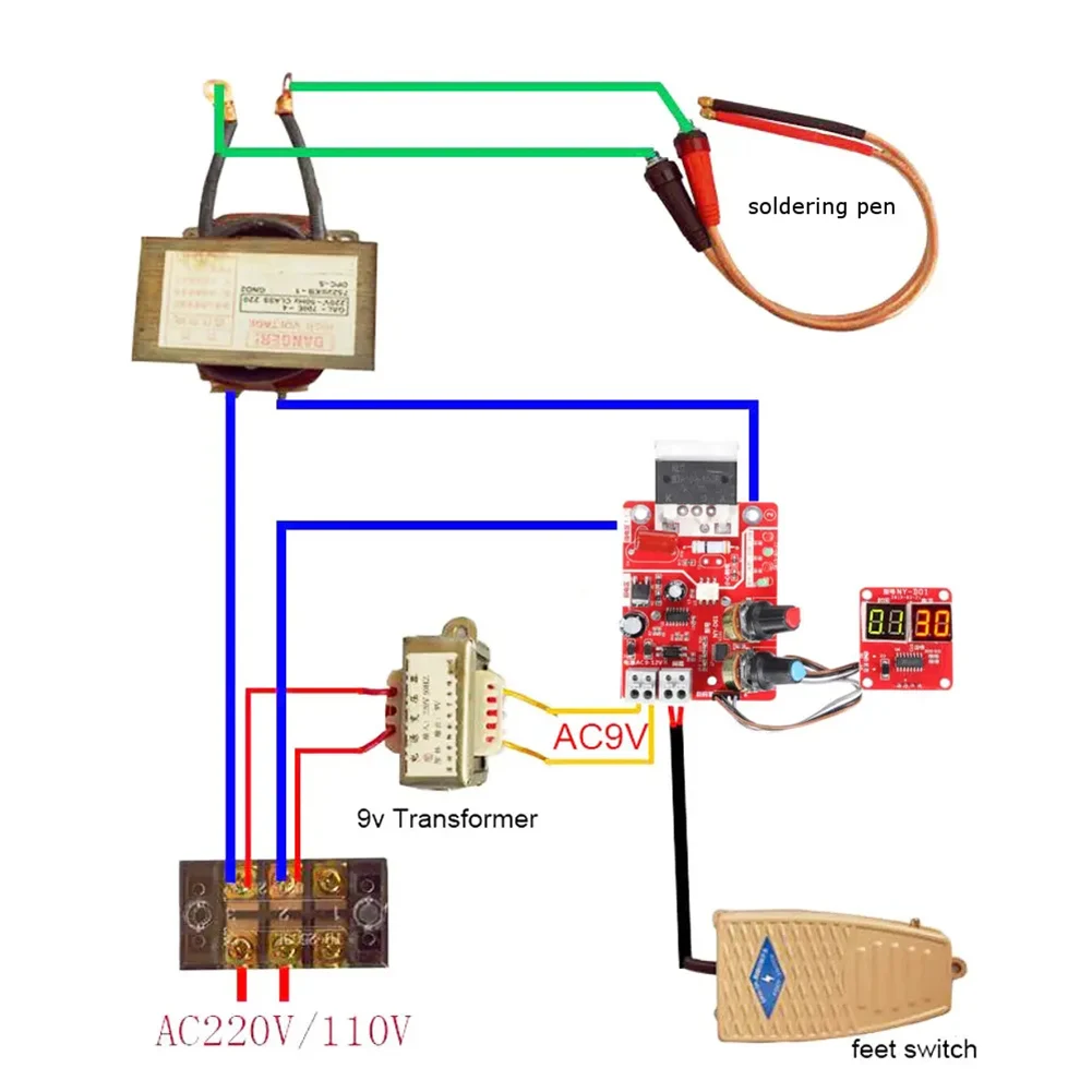 40/100A Digital Spot Welder Mini Welding Machine Tool Time Current Control Transformer Controller Board Timing Welding Equipment