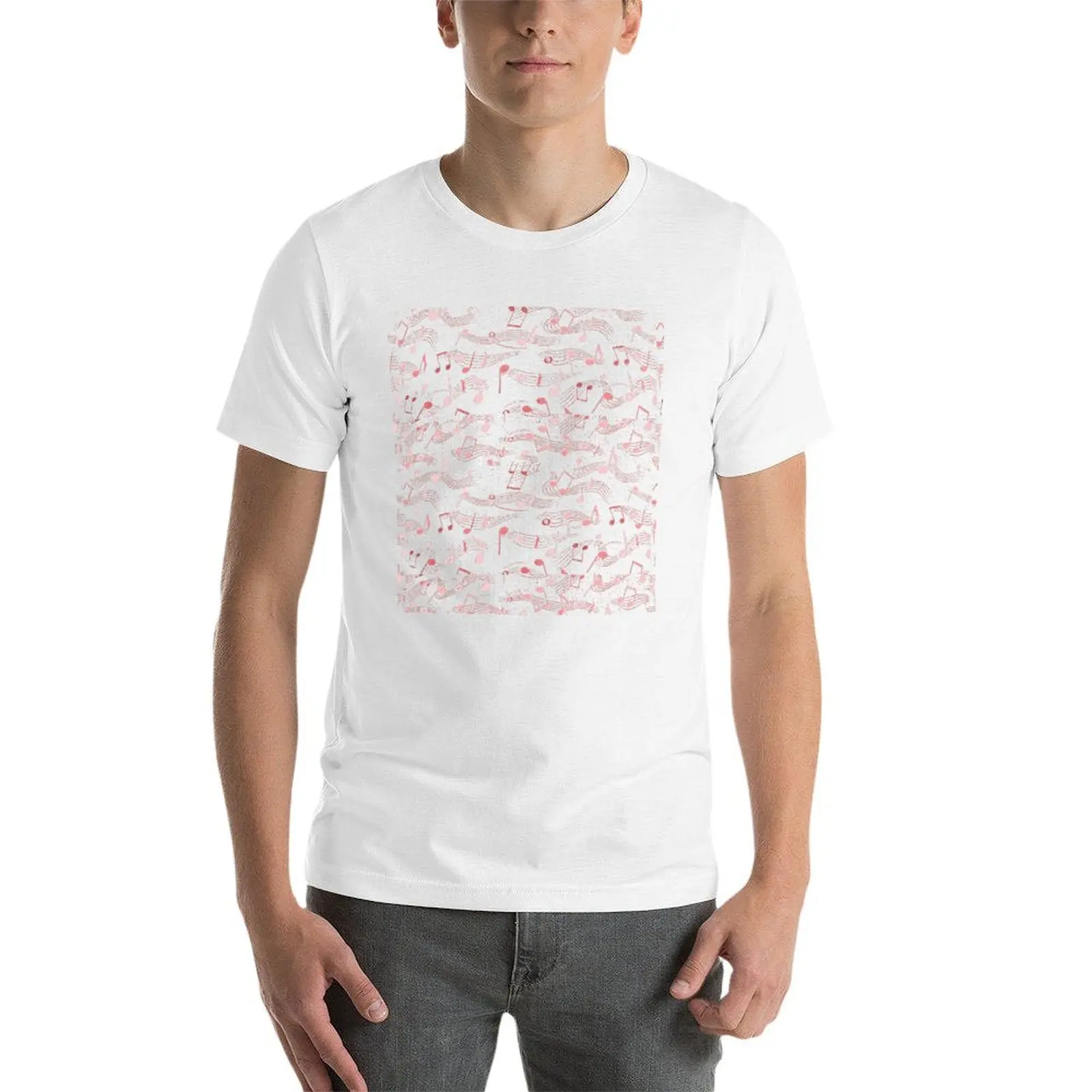 Notas Musicais Padrão Gráfico T-Shirt, Casual Harajuku Movimento, Engraçado Novidade Fitness, Eur Tamanho, Fit para Venda