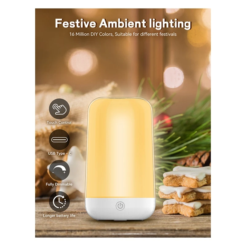 Smart Wireless Dimming and Color 3600mA Battery Charging Touch Music Atmosphere Bedside Mother and Baby Night Light-A46I