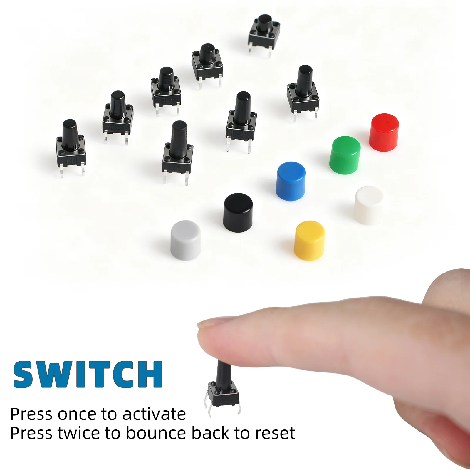 420PCS 6x6mm Tactile Push Button Switch with Hat Switch Button Cap for DIP 6x6x6.5/7/8/9/11mm Switches DIY Kit - view 4