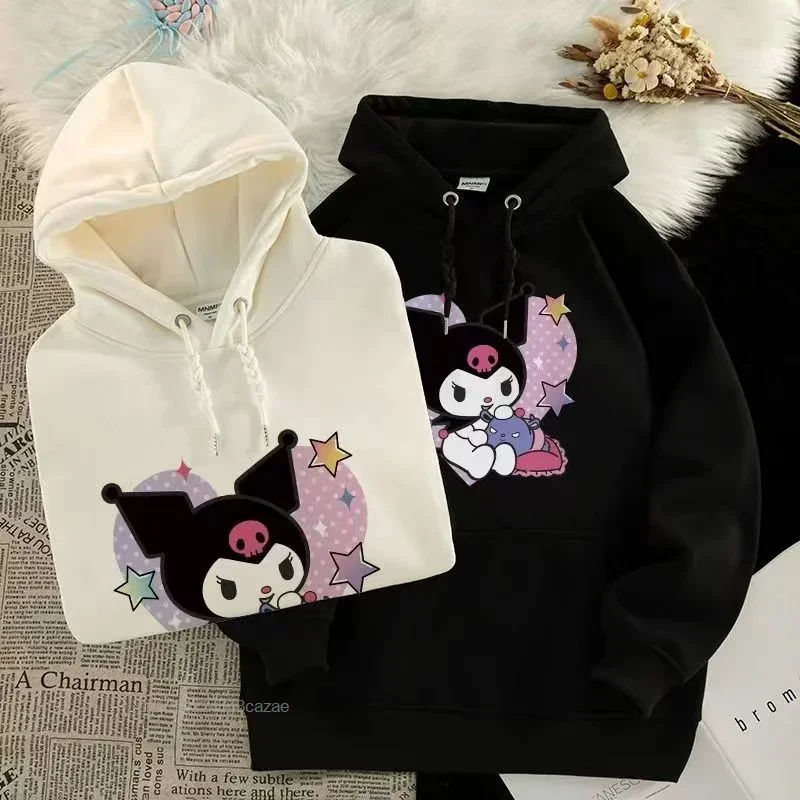 Kids Sanrio Kuromi Cartoon Hoodie Children\'s Autumn Winter New Pullovers Fashion Casual Cute Clothing Girl Long Sleeve Tops 2023