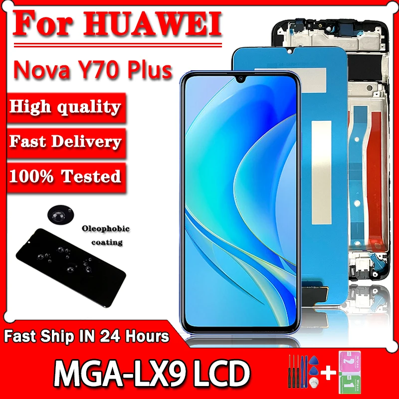 Marco de pantalla de MGA-LX9 LCD de alta calidad de 6,75 pulgadas para Huawei Nova Y70 + digitalizador de Panel táctil para Huawei Nova Y70 Plus MGA-LX9N