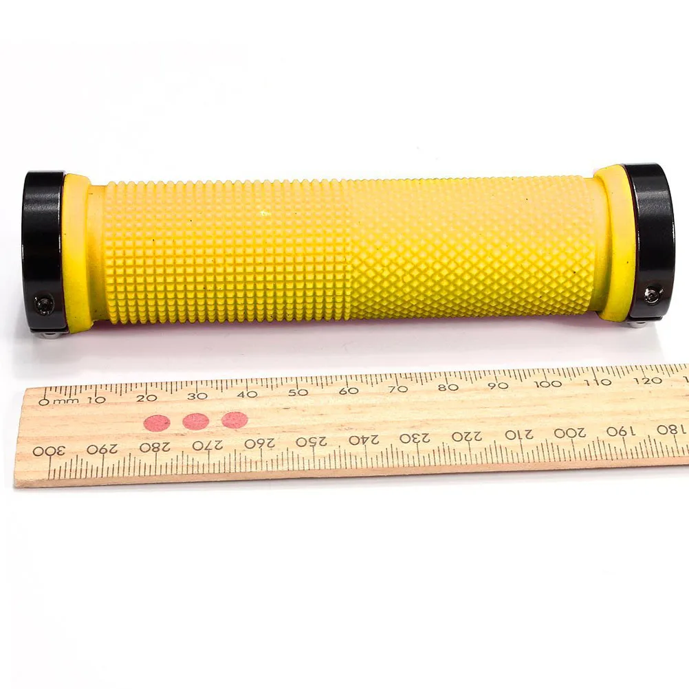 2pcs Yellow Bike Handlebar Grips 12Cm Non-Slip Rubber Mountain Bicycle Grips For Road Folding Bikes Comfort Grip
