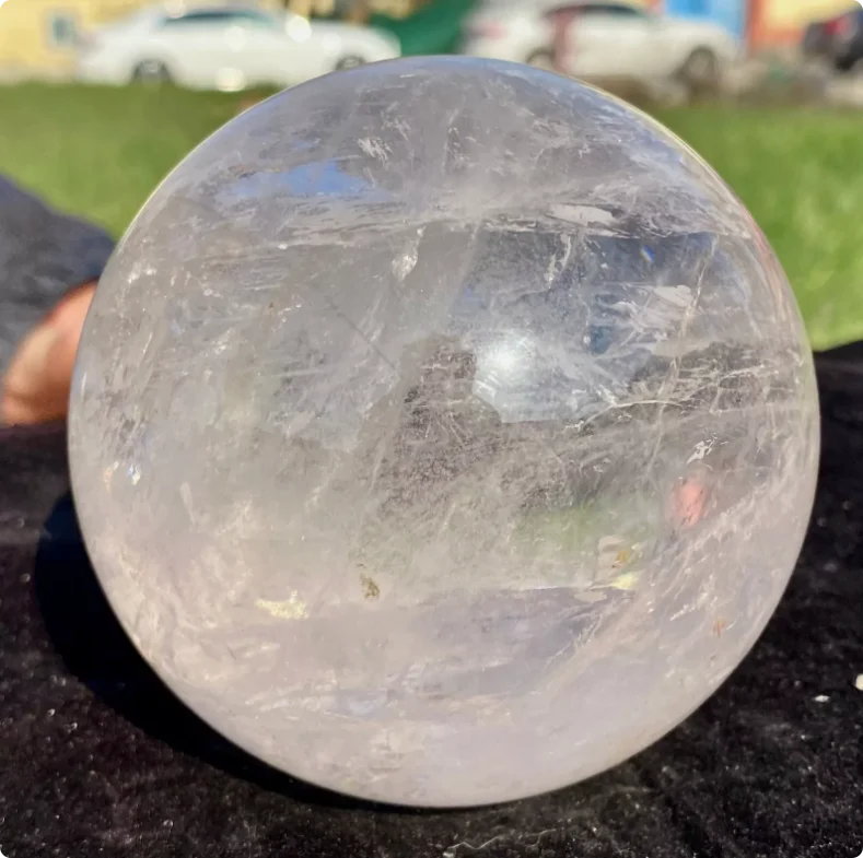 10-11CM Natural Stone Clear Quartz Sphere Rainbow White Crystal Ball Rock Decoration Rough Polished Healing