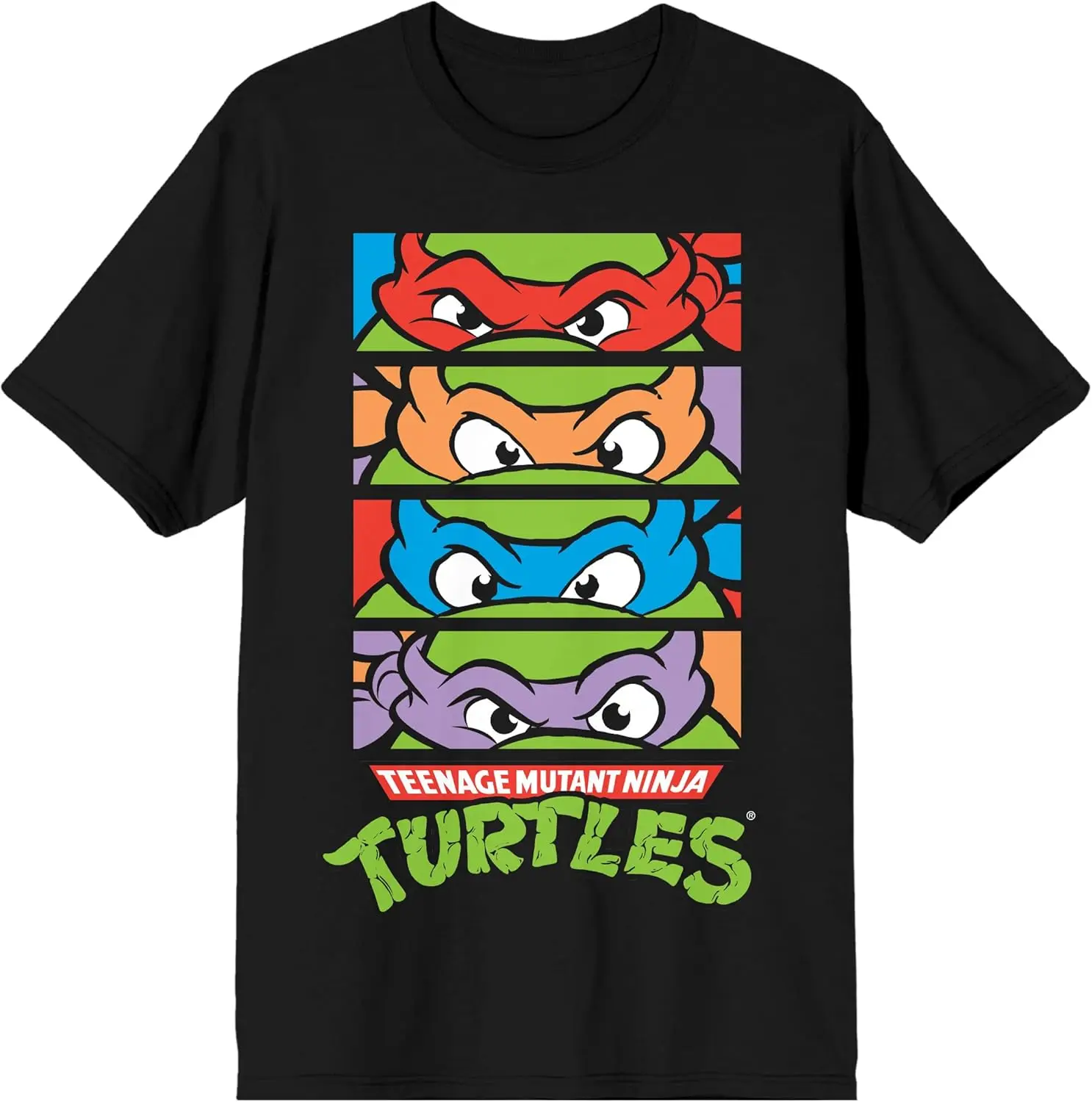 Camiseta preta de 4 painéis Teenage Mutant Ninja Turtles