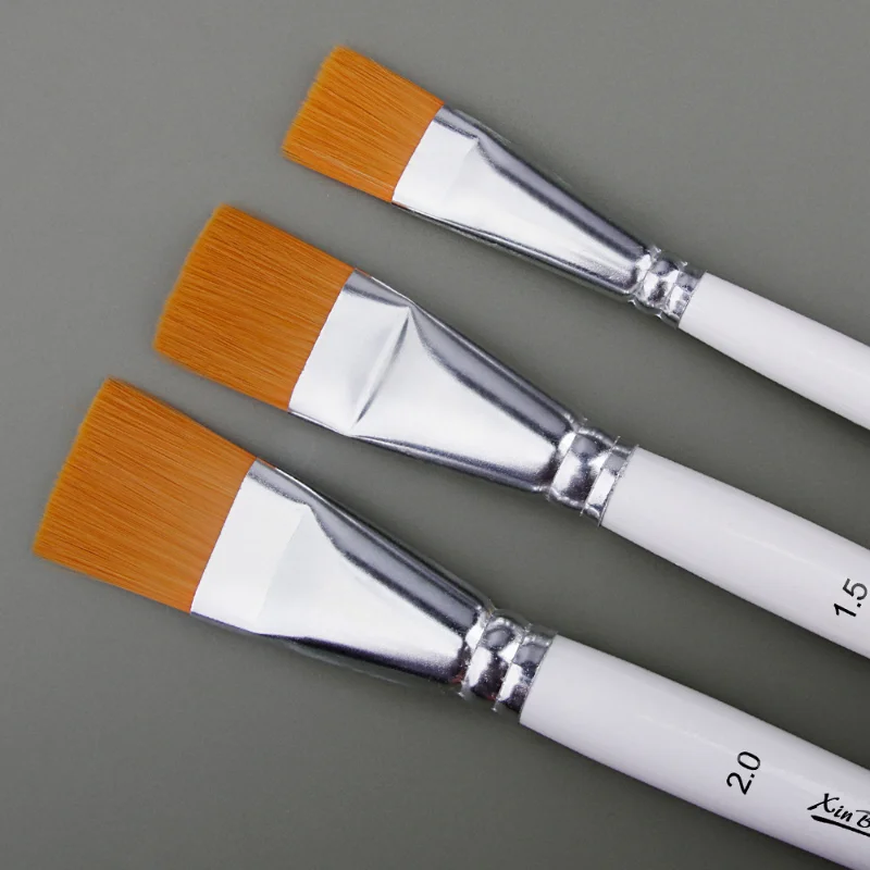 3 White Short Rod Brush Set Beginners Art Painting Creation Professional Oil Painting Acrylic Paint Board Brush