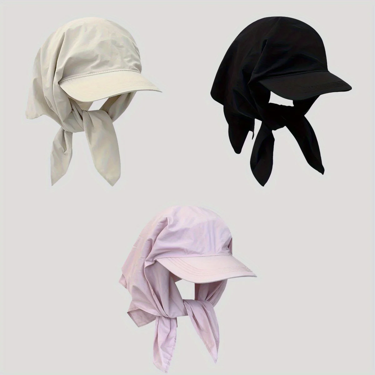 

Tie Sun Hat Spring Summer Solid Colour Quick Dry Bandana Hat Outdoor Sports Cycling Travel Camping Hat