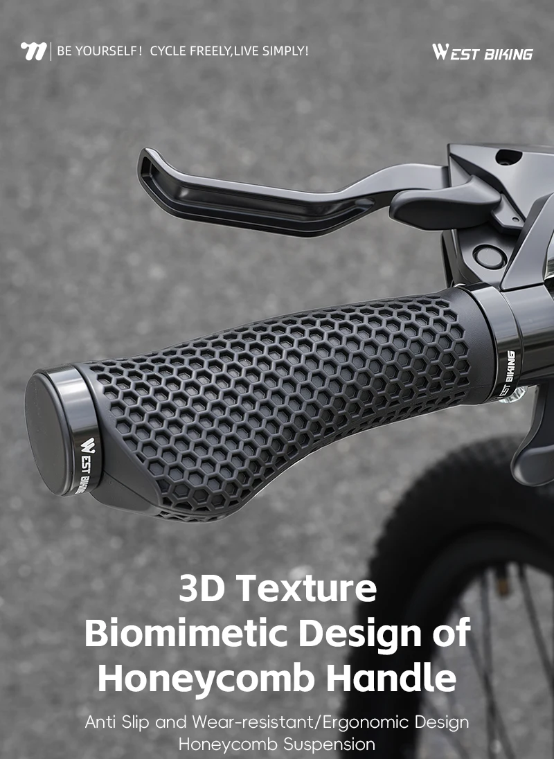 WEST BIKING 3D-Waben-Fahrradlenkergriffe Rutschfest Stoßdämpfend MTB Rennrad Lenkergriff Gummi-Fahrradzubehör – Detail 1