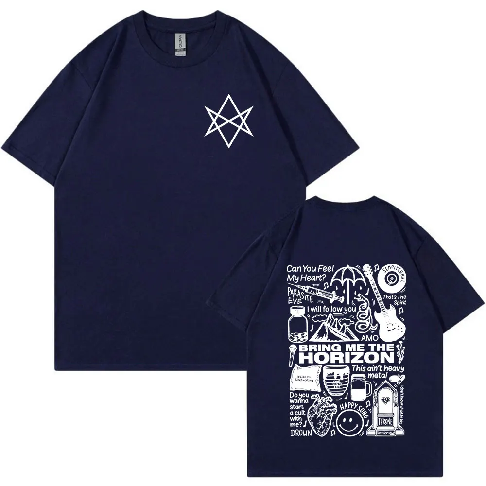 BMTH BringMe TheHorizon Metal Band Merch T-shirt Men Women Vintage Hip Hop Oversized T Shirt Cotton Casual Short Sleeve T-shirts