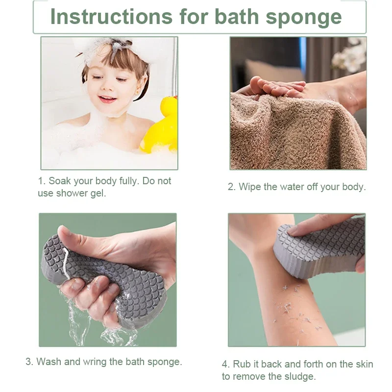 3D Sponge Exfoliating Bath Scrubbing Sponges Fish Scale Bath Scrubbing Tool For Adults Children Shower Dead Skin Remover Tool 3