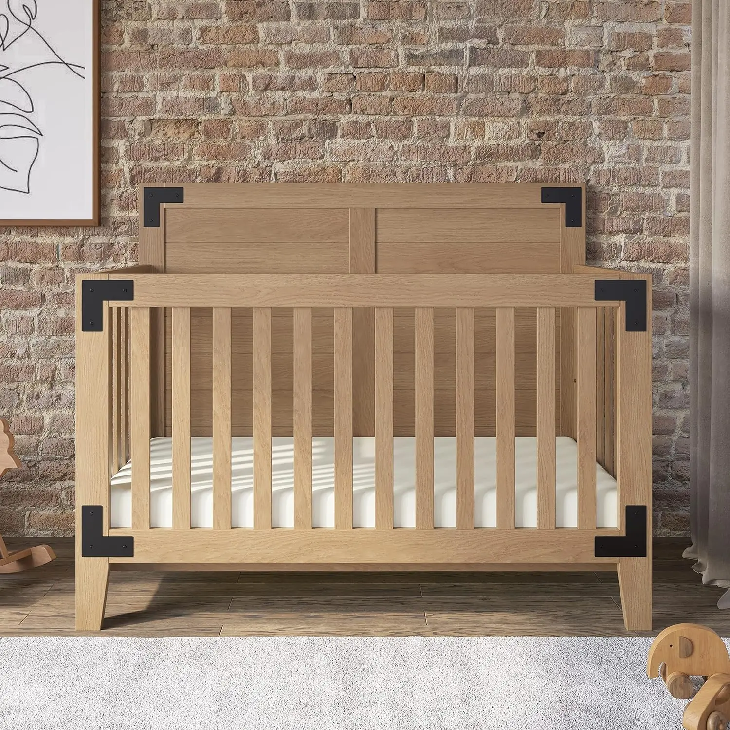 Child Craft Lucas 4-in-1 Convertible Crib, Baby Crib Converts to Day Bed, Toddler Bed and Full Size Bed, 3 Adjustable Mattress P