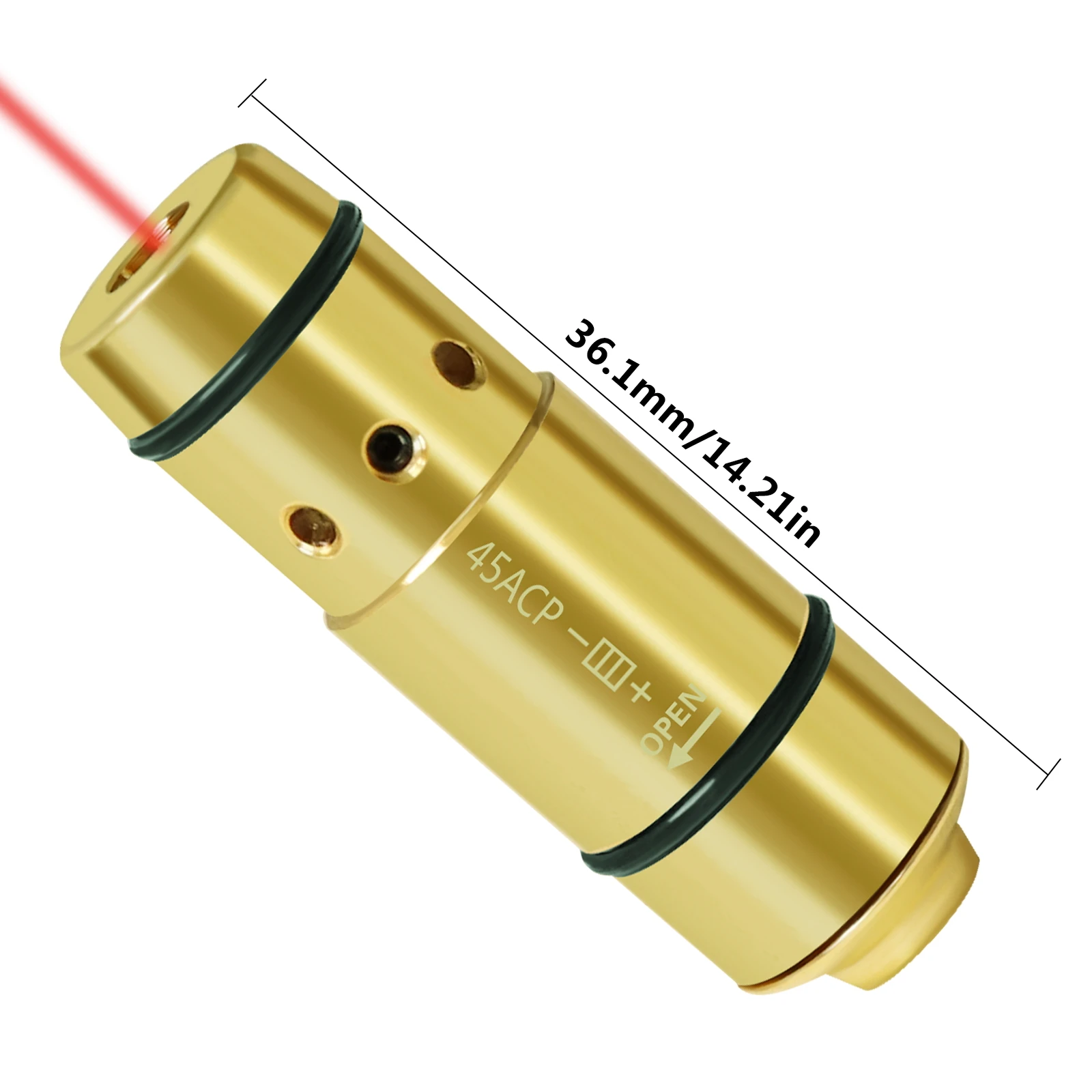 Hisecome Red Dot Laser Training Bullet, X45ACP Caliber, Built-In 6 Batteries, For Dry Shooting Simulation  And Hunting Practice