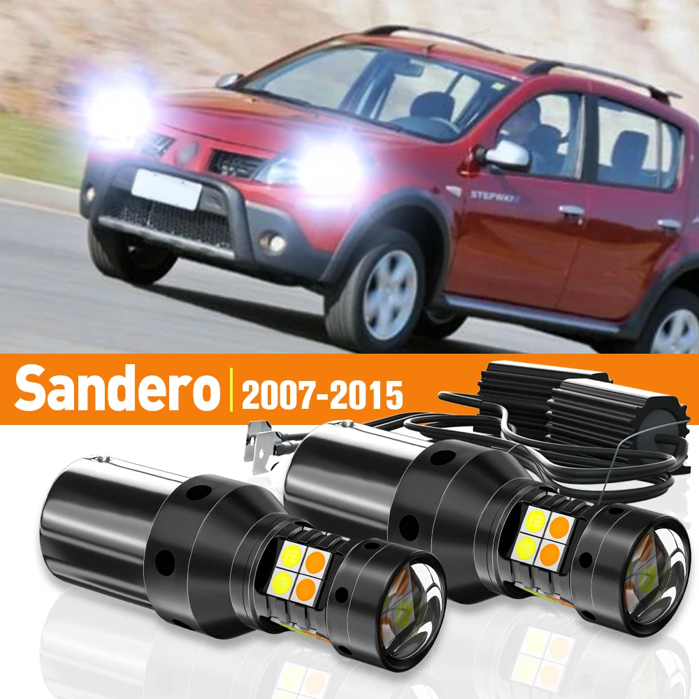 2x LED Dual Mode Turn Signal+Daytime Running Light DRL For Renault Sandero 1 2 2007-2015 2008 2009 2010 2011 Accessories Canbus