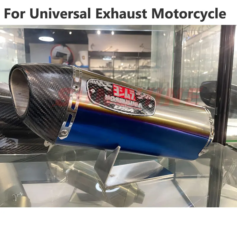 Universal Motorcycle Exhaust Motorcross Escape Scarico Moto Scooter Pitbike Pipe For Kawasaki Z900 MT07 FZ6 TRK 502X ZX10R R77