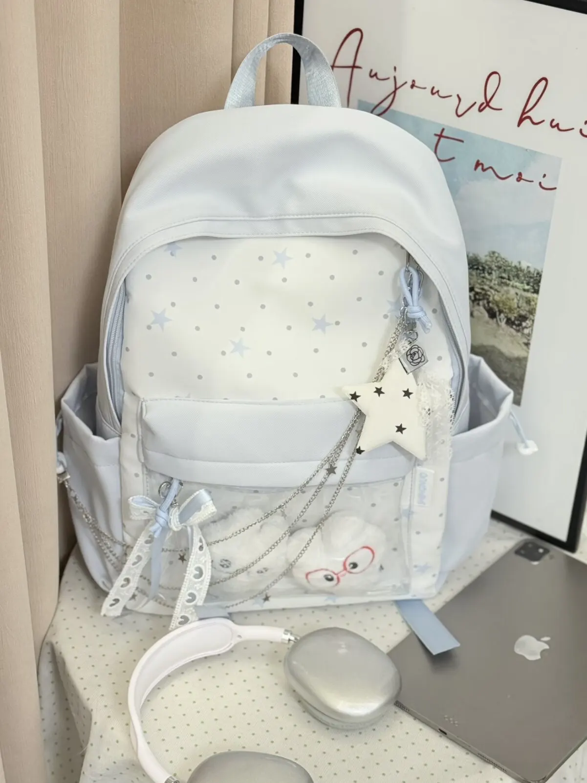 Lightweight Polka Dot Cute Two-dimensional Bar Japanese Lta Bag Backpack New Schoolbag College Style Large-capacity Backpack