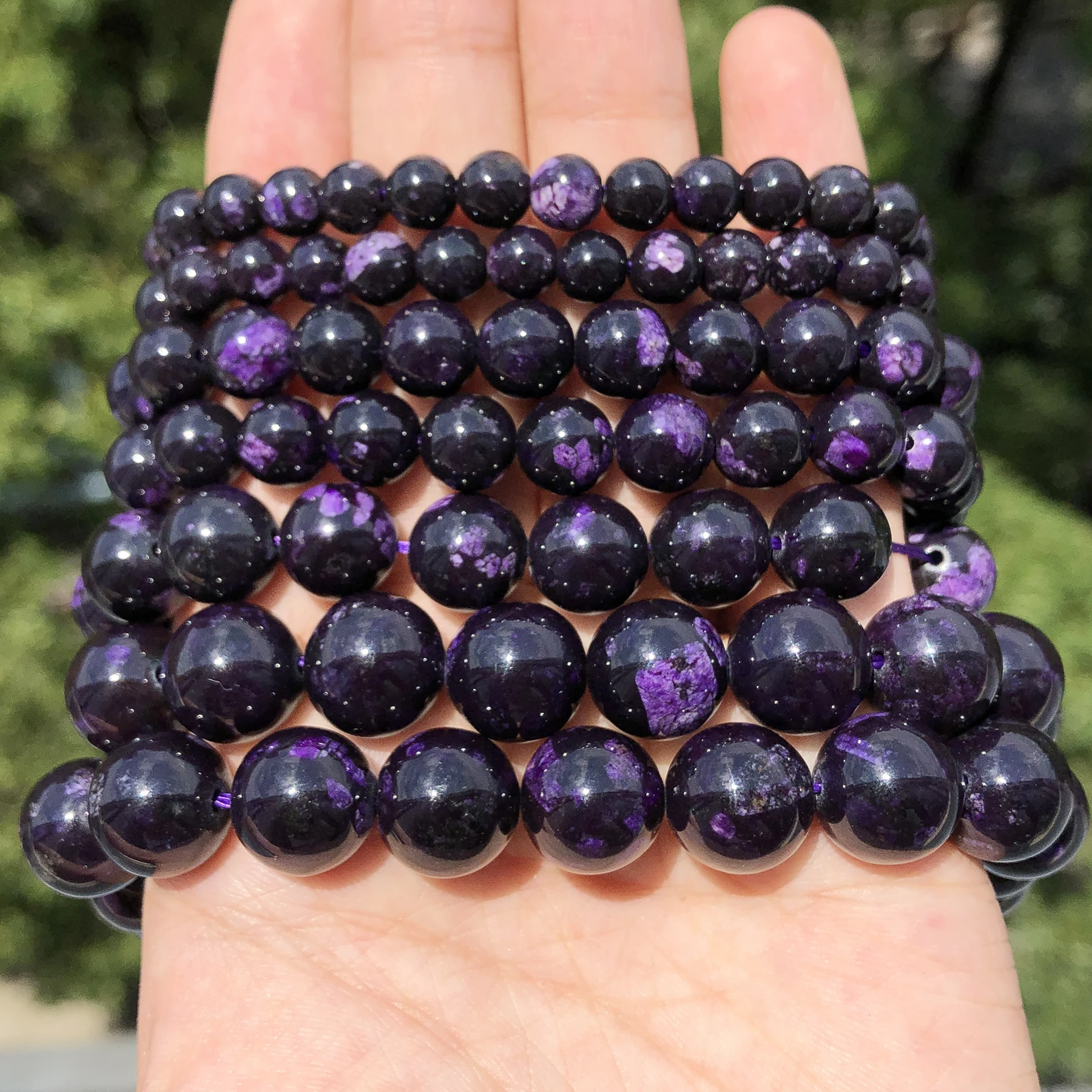 Natural Stones Purple Charoite Beads Round Jewellery Making Beads for Bracelets Friendship Jewelry materials Bulk Wholesale 15''