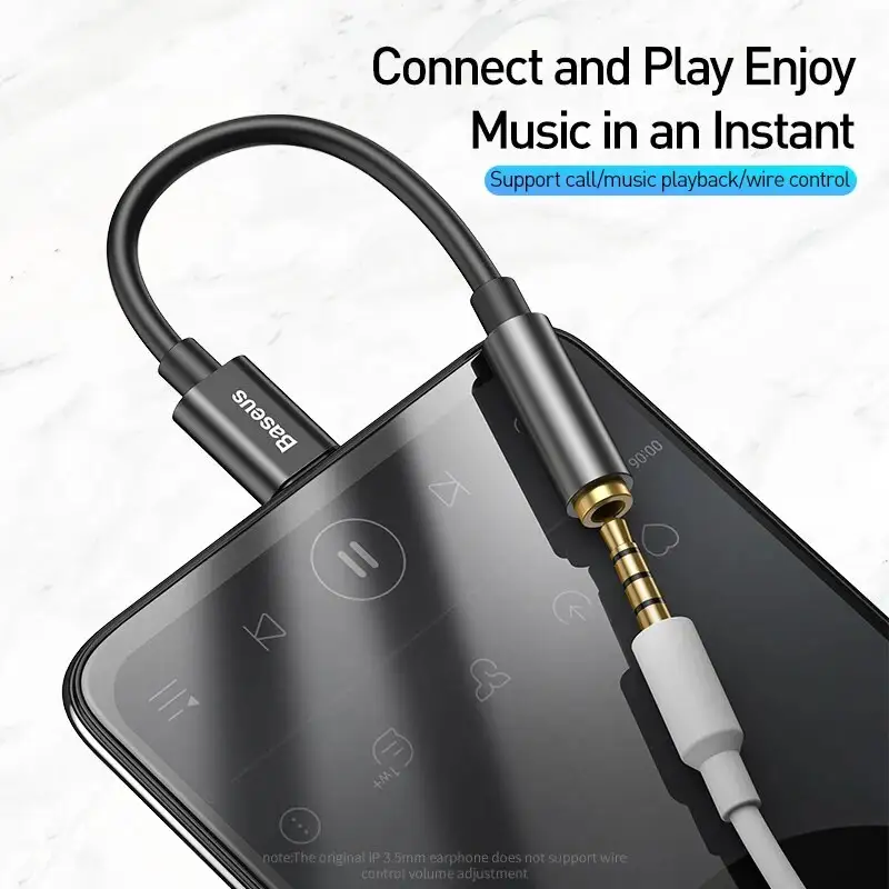 محول Baseus من Type C إلى مقبس سماعة أذن 3.5 مم AUX، كابل USB C، متوافق مع Huawei P40 وP30 Pro وXiaomi 10 و9، محول صوتي لسماعات الرأس Type C - 2