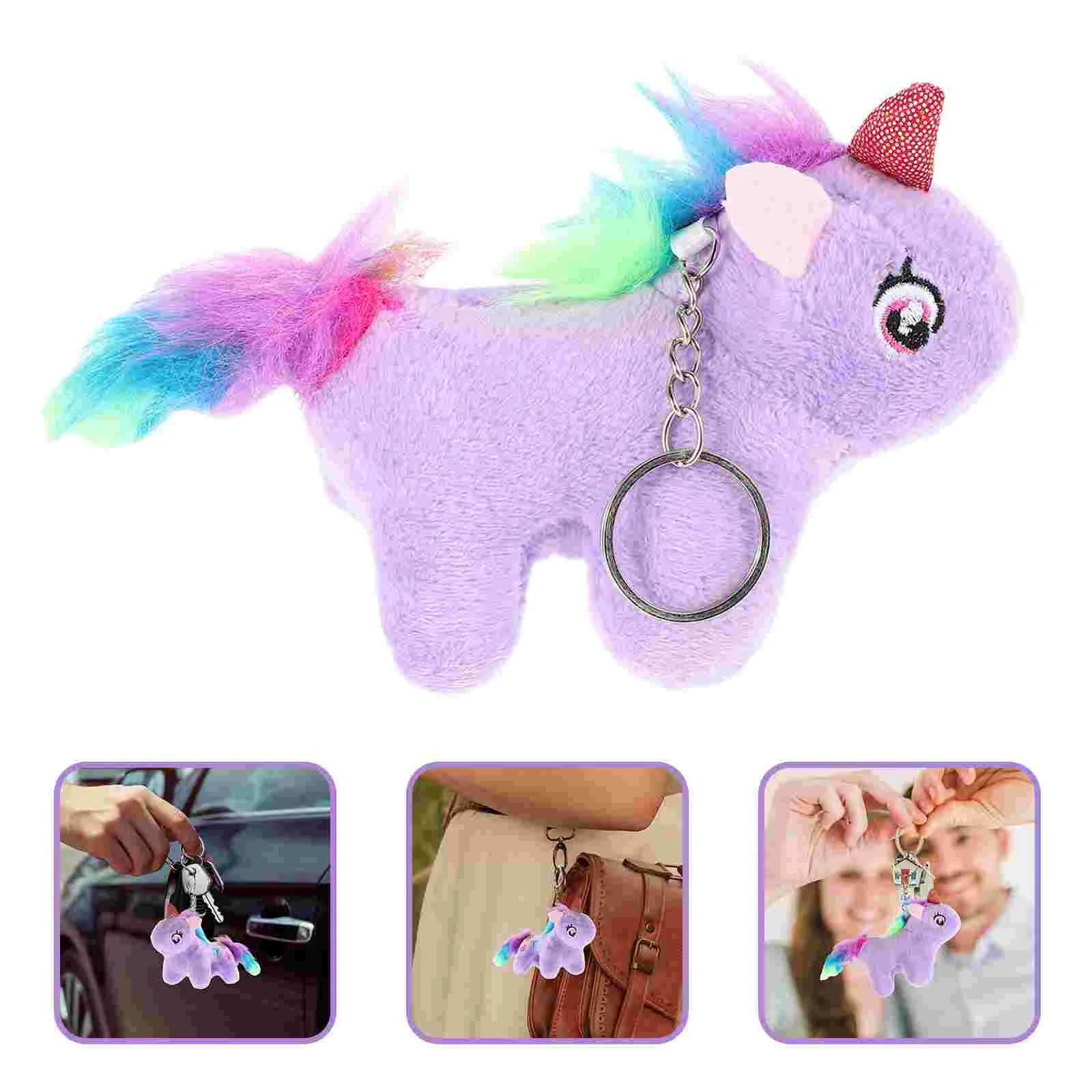 Unicorn Keychain Stuffed Animal Animals for Girls Keychains Plush Cute Keyring Charms Bags Child