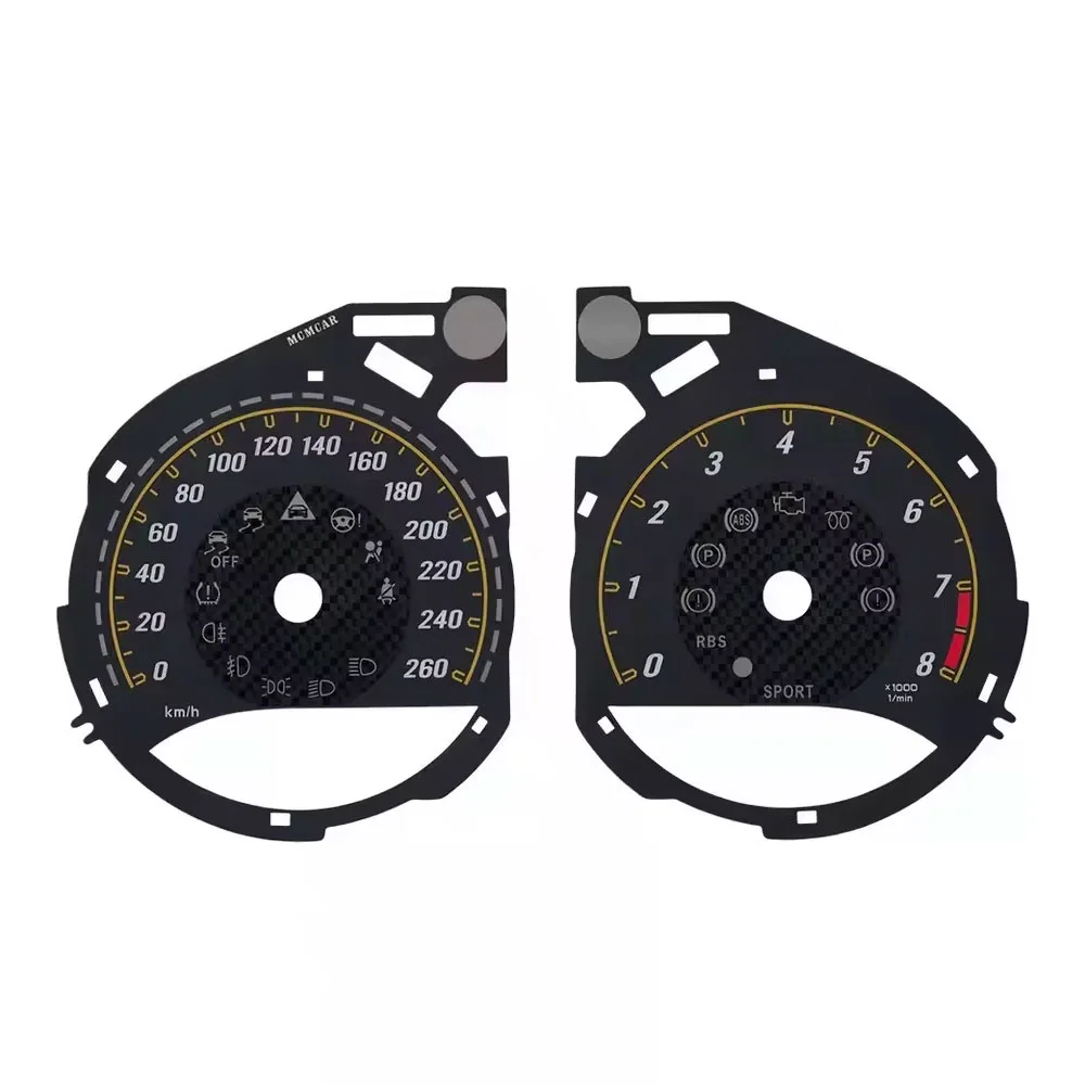 Instrumentencluster-Tachometer-Overlay für Mercedes W205 C-Klasse C63 C200L GLC260 AMG, Carbon-Faser-Optik, 260 km/h, 320 km/h – Detail 8
