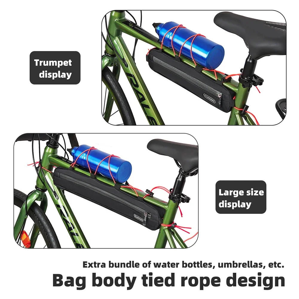 ROCKBROS 1.5L torba rowerowa przednia rurka torba na ramę w pełni wodoodporna bezszwowa kierownica trójkątna torba długość akcesoria rowerowe MTB