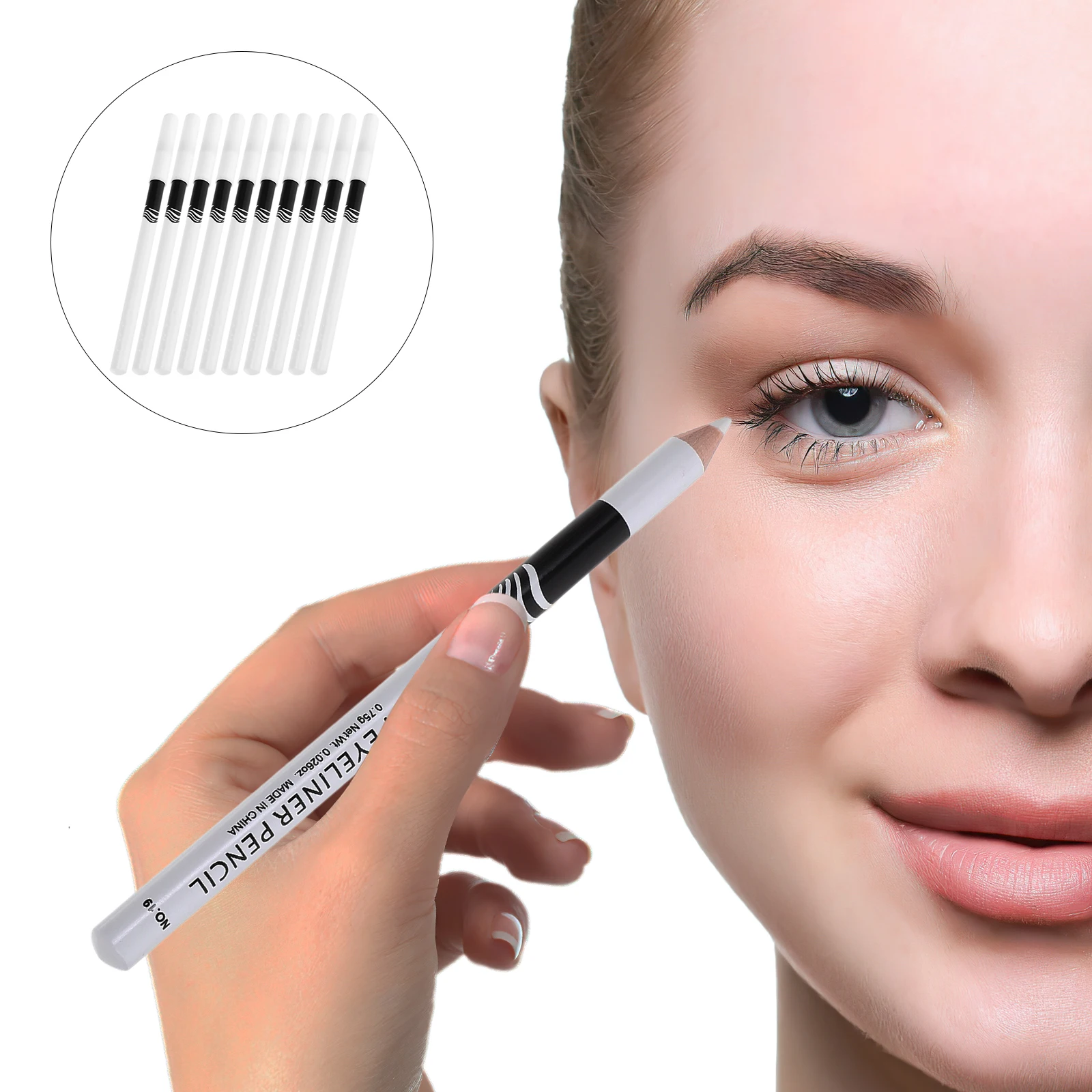 

10pcs White Eyeliner Pens Highlighter Pencil Long Lasting Waterproof Drawing Tool for Eyes Makeup Professional Use